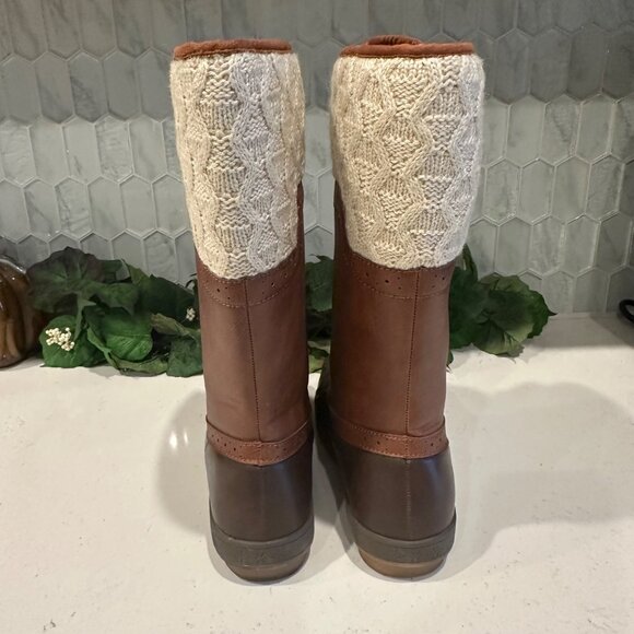 Brown & Cream Tall Lace-Up Boots Size 5.5/38 Womens Heila Man Made/Textile Upper - Picture 4 of 12